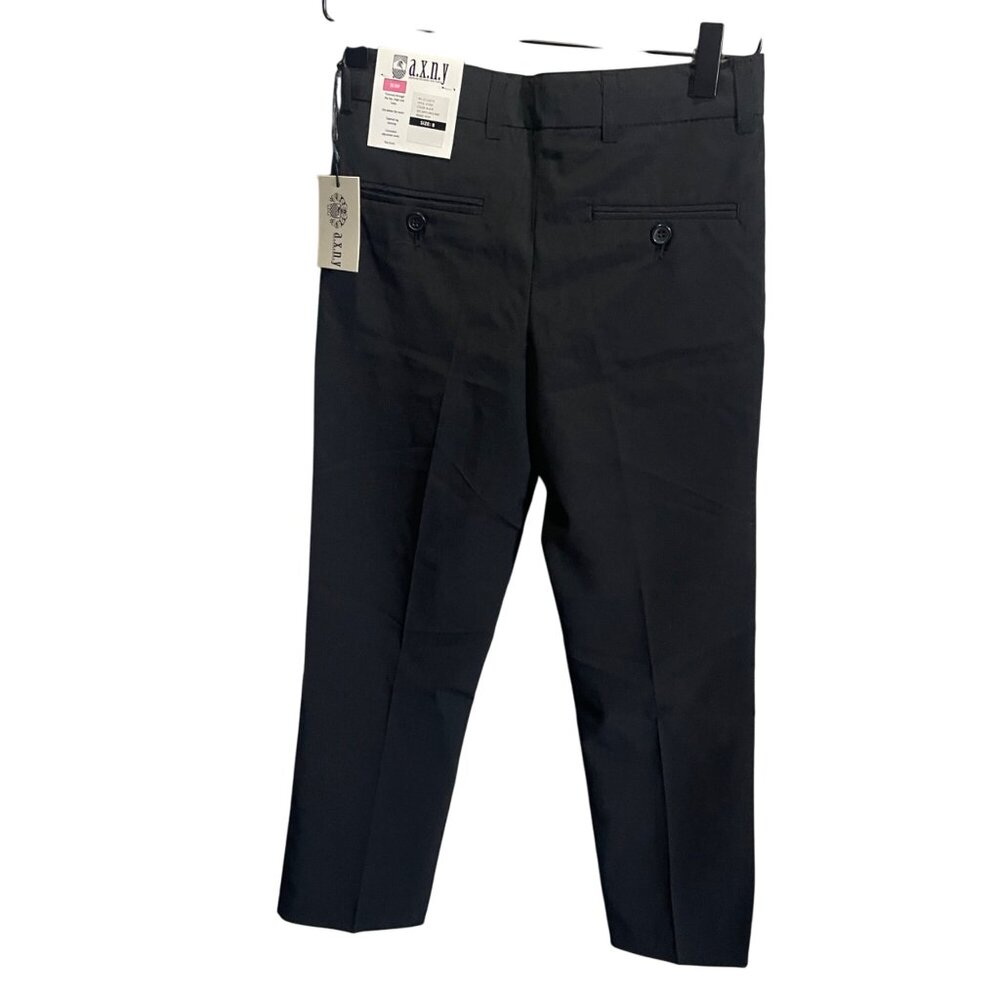 A.X.N.Y Boys Slim Fit Black Dress‎ Pants Size 8 Adjustable Waist